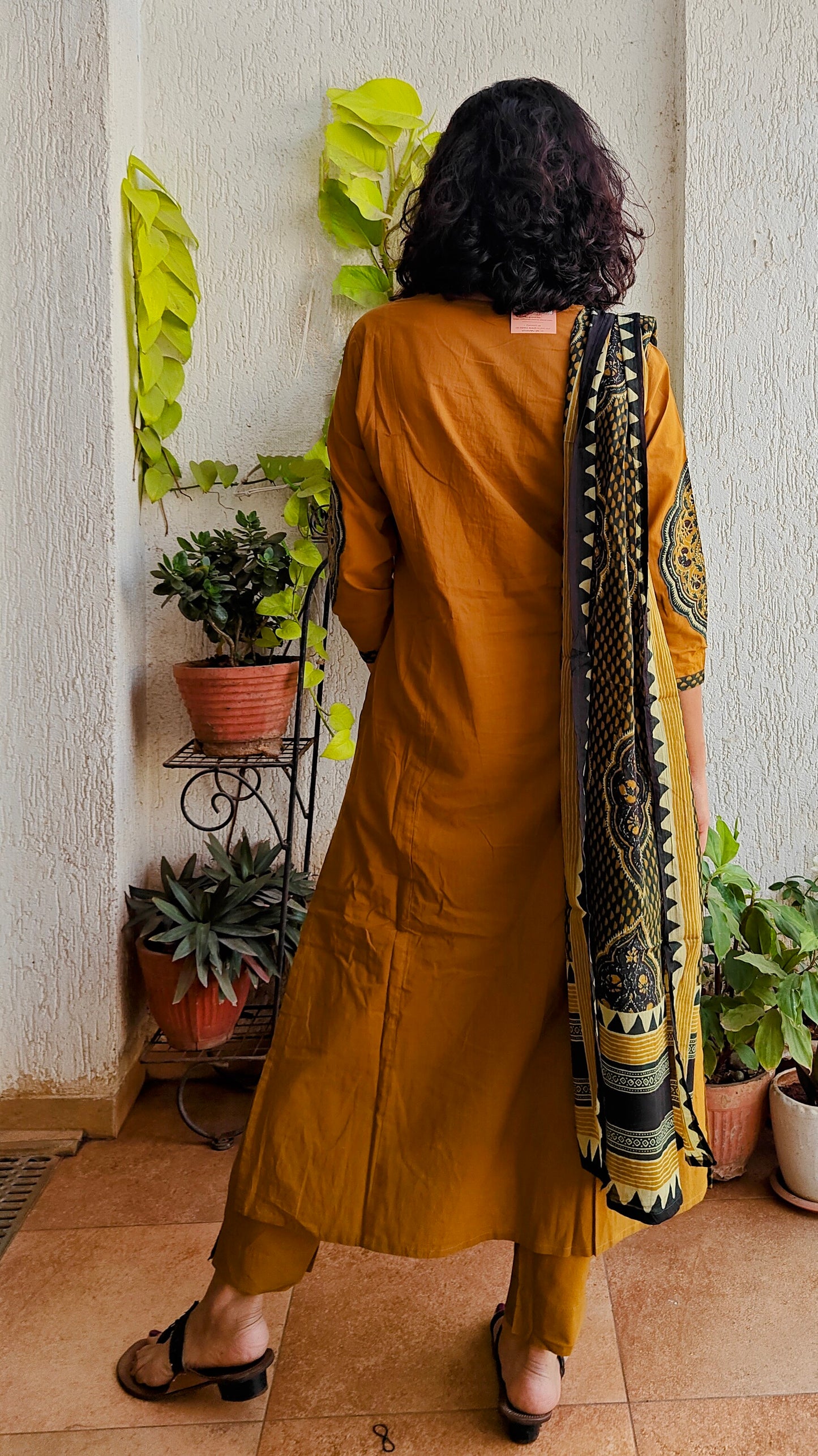 Earthy mustard elegant kurti set with dupatta