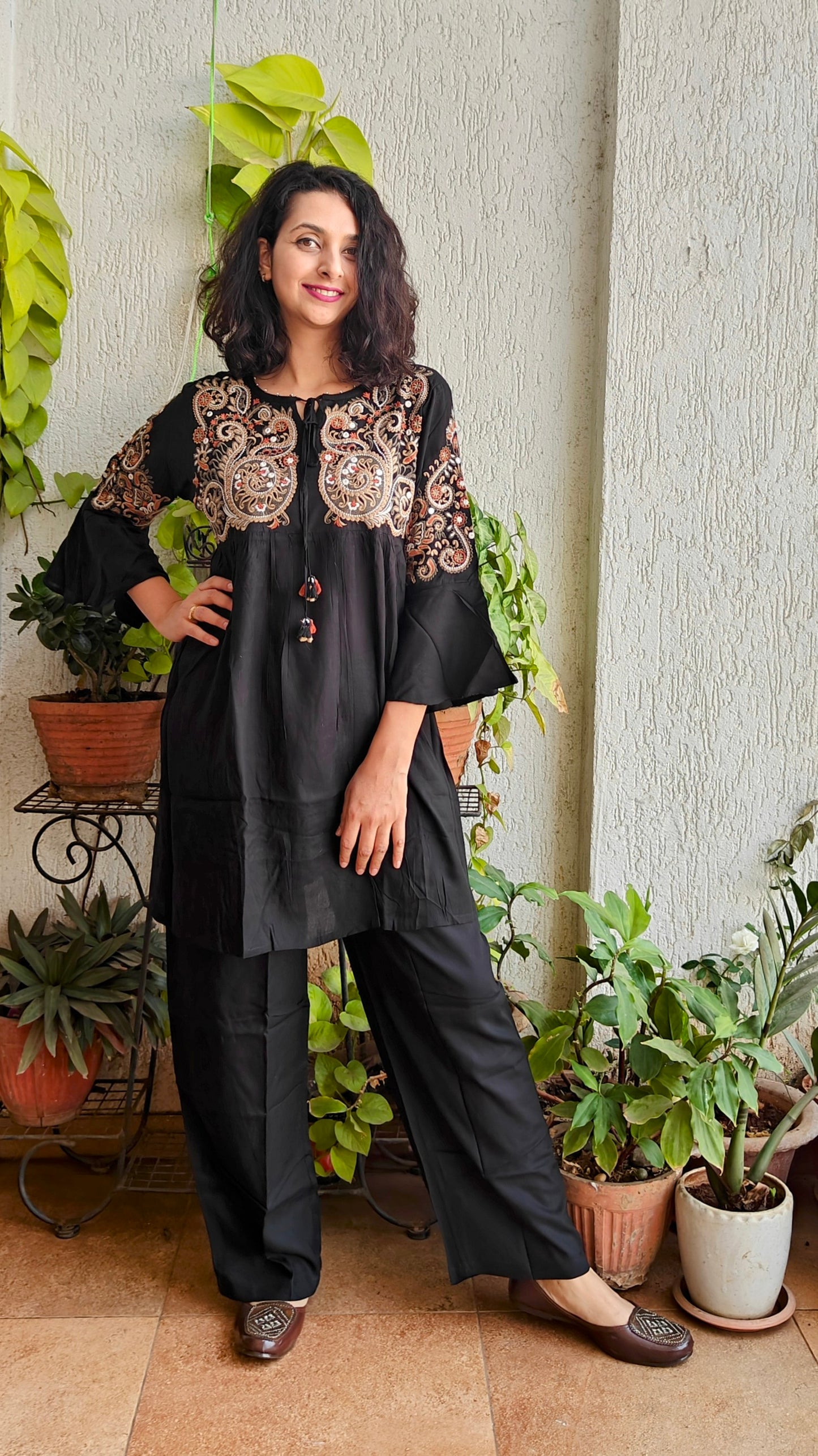 Black embroidered Co-ord set