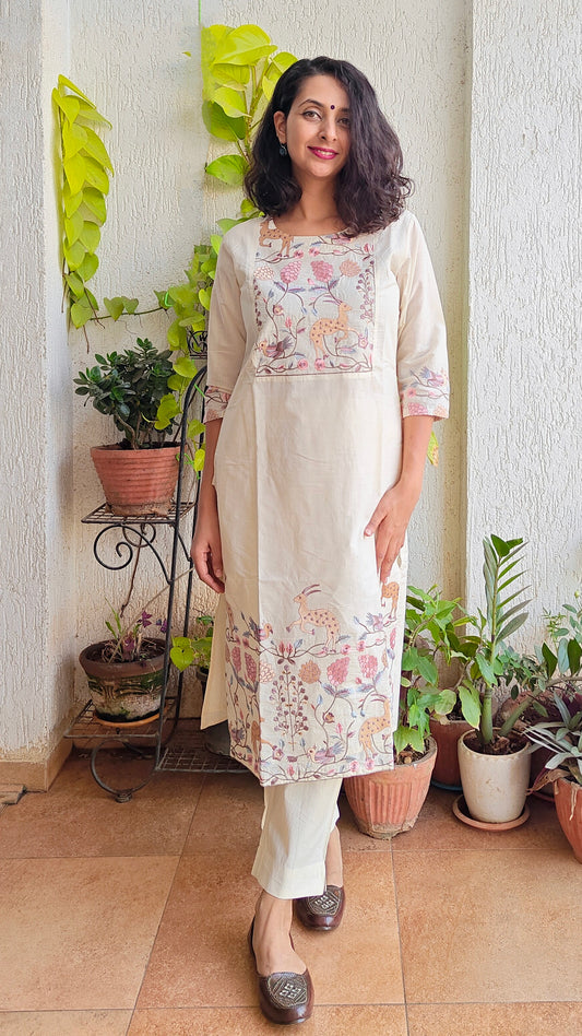 Cotton silk embroidered coord set