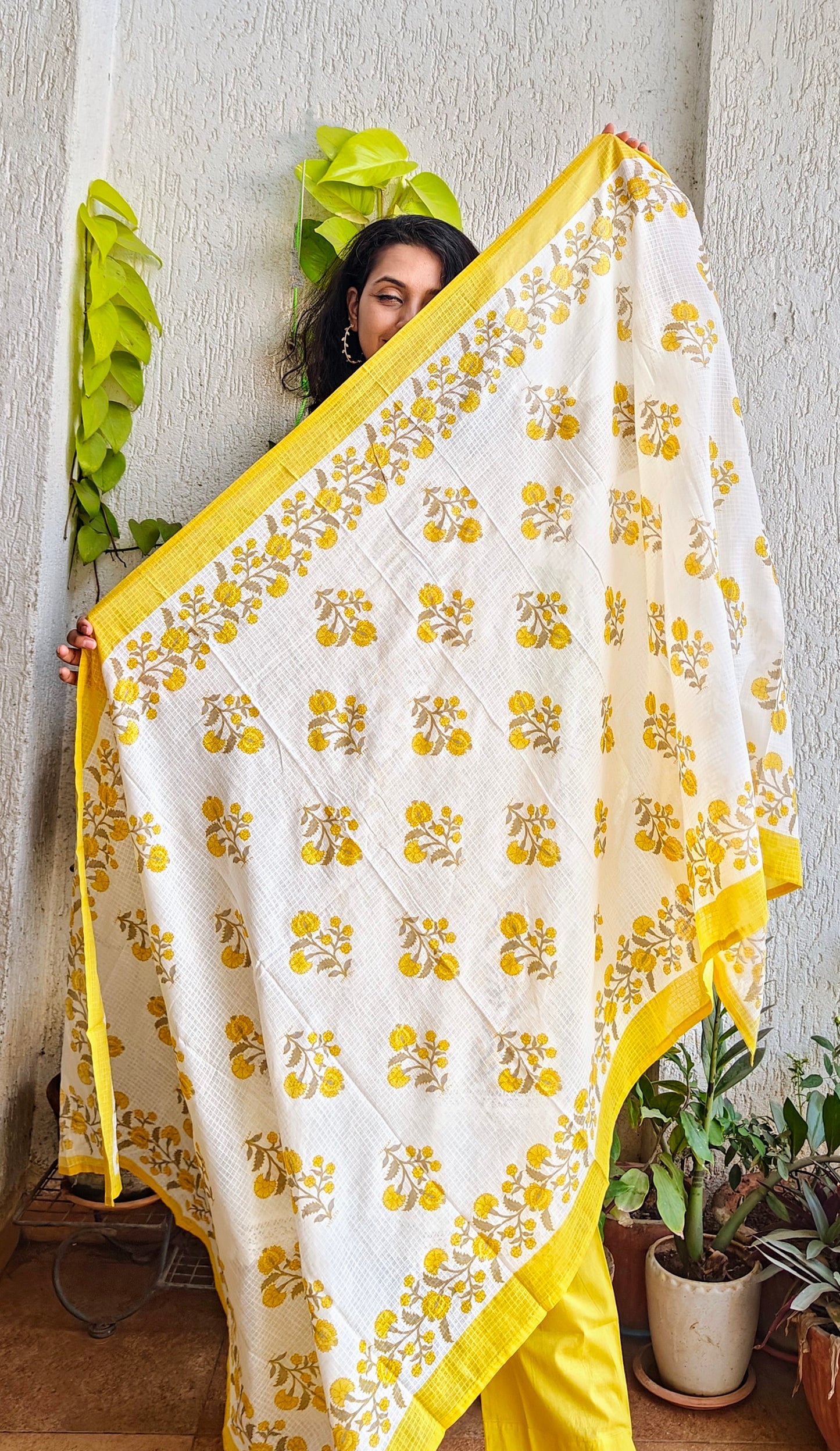 Sunshine yellow Karachi style kurta set with dupatta