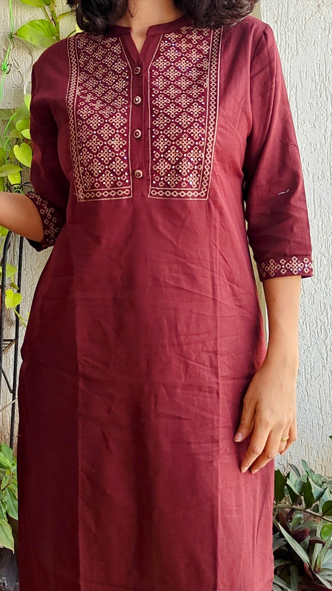 Cotton linen kurta set with Kalamkari dupatta