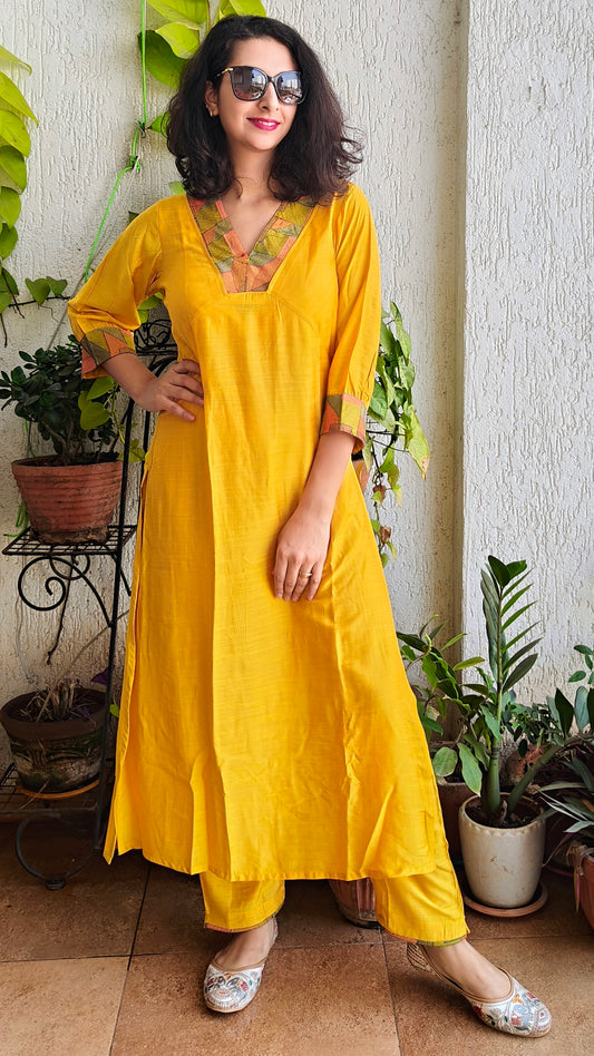 Sunshine yellow straight kurta set