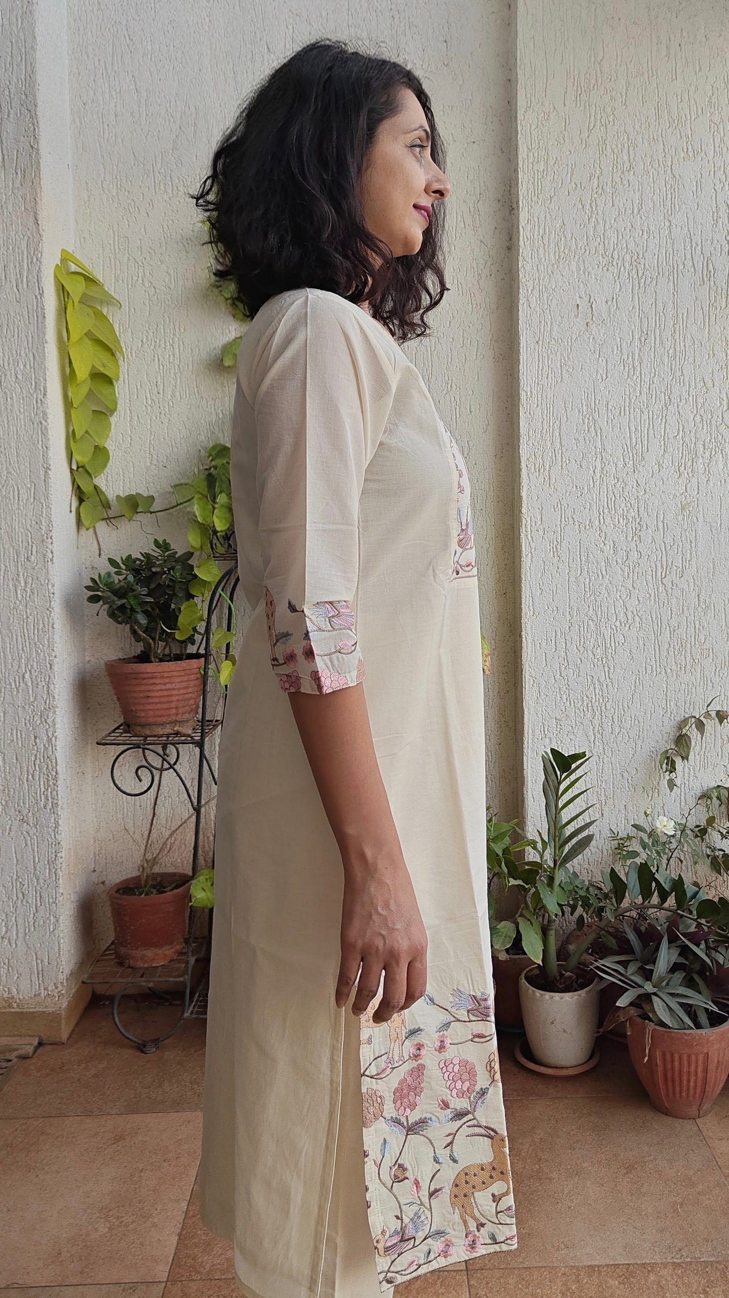 Cotton silk embroidered coord set