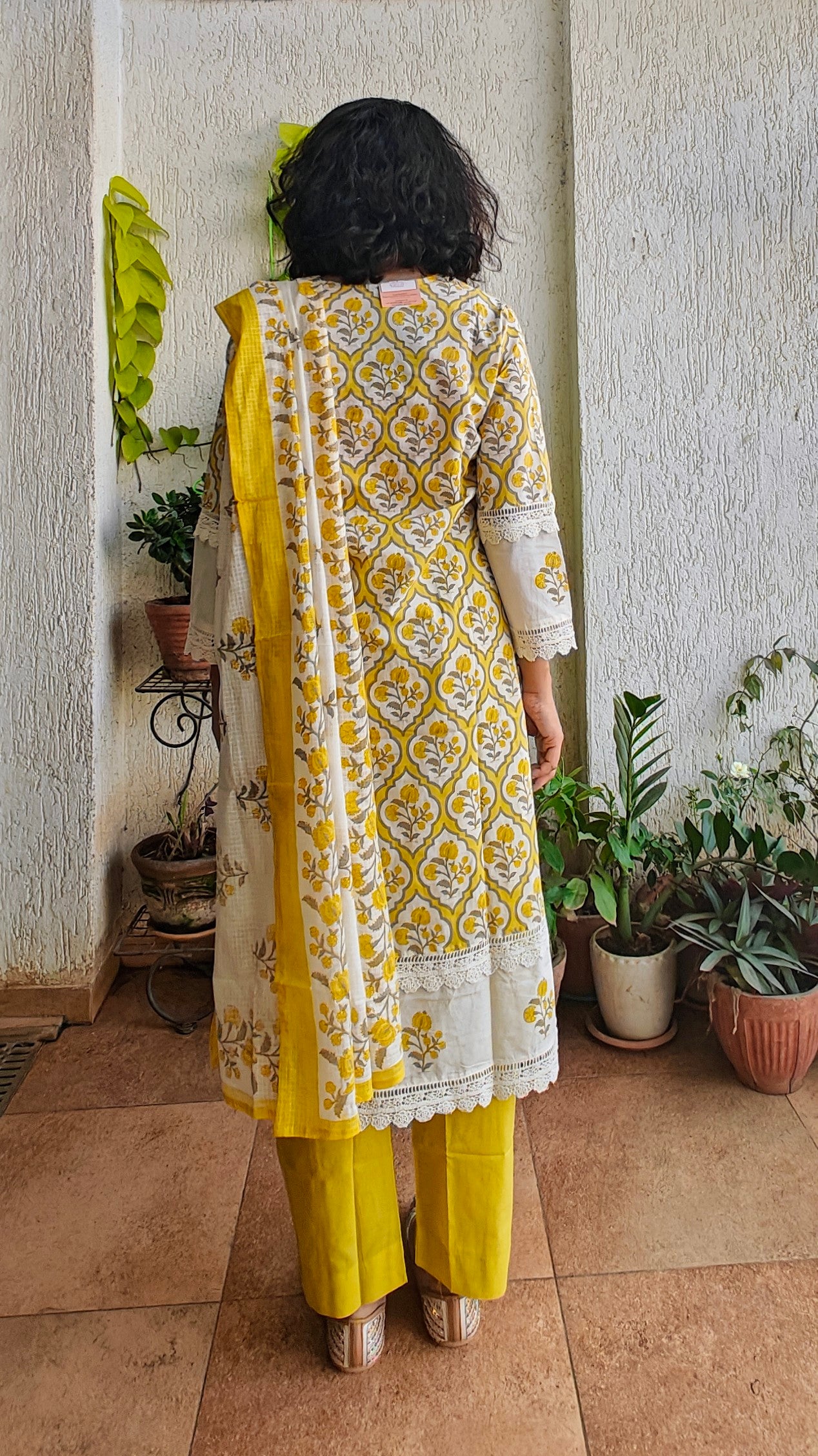 Sunshine yellow Karachi style kurta set with dupatta